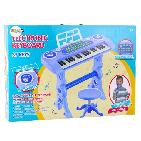 Elektroniczne Pianinko Dla Dzieci Z Mikrofonem 37 Klawiszy Niebieski Elektroniczne Pianinko Dla Dzieci Z Mikrofonem 37 Klawiszy Niebieski