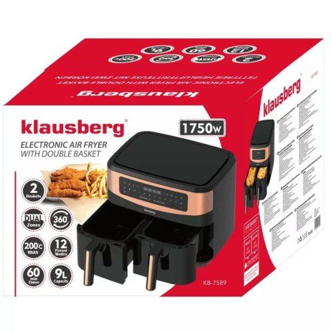 FRYTOWNICA BEZTŁUSZCZOWA 2 x 4,5L KLAUSBERG KB-7589 FRYTOWNICA BEZTŁUSZCZOWA 2 x 4,5L KLAUSBERG KB-7589