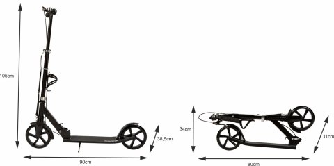 Hulajnoga miejska dla dzieci i młodzieży składana regulacja wysokości 95-105 cm koła 200 mm uchwyt na bidon Hulajnoga miejska dla dzieci i młodzieży składana regulacja wysokości 95-105 cm koła 200 mm uchwyt na bidon