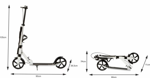 Hulajnoga miejska dla dzieci i młodzieży składana regulacja wysokości 95-105 cm koła 200 mm uchwyt na bidon Hulajnoga miejska dla dzieci i młodzieży składana regulacja wysokości 95-105 cm koła 200 mm uchwyt na bidon