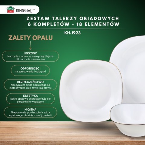 KOMPLET OBIADOWY TOPAZ DLA 6 OSÓB 18 ELEM. KINGHOFF KH-1923 KOMPLET OBIADOWY TOPAZ DLA 6 OSÓB 18 ELEM. KINGHOFF KH-1923
