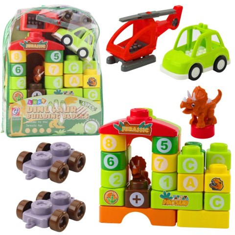 Klocki Konstrukcyjne Edukacyjne W Plecaku Dinozaury Cyfry Litery 49 el. Klocki Konstrukcyjne Edukacyjne W Plecaku Dinozaury Cyfry Litery 49 el.