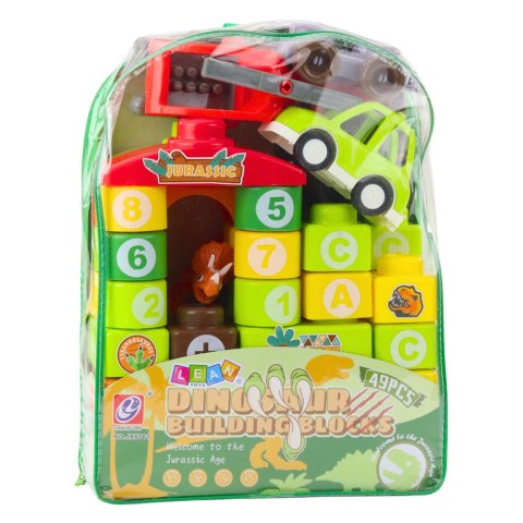 Klocki Konstrukcyjne Edukacyjne W Plecaku Dinozaury Cyfry Litery 49 el. Klocki Konstrukcyjne Edukacyjne W Plecaku Dinozaury Cyfry Litery 49 el.