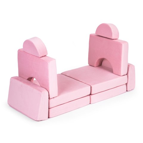Sofa składana modułowa dla dzieci duża 2 osobowa DIY 10 miękkich poduch - różowa ECOTOYS Sofa składana modułowa dla dzieci duża 2 osobowa DIY 10 miękkich poduch - różowa ECOTOYS