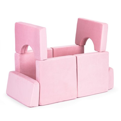 Sofa składana modułowa dla dzieci duża 2 osobowa DIY 10 miękkich poduch - różowa ECOTOYS Sofa składana modułowa dla dzieci duża 2 osobowa DIY 10 miękkich poduch - różowa ECOTOYS