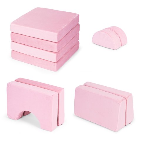 Sofa składana modułowa dla dzieci duża 2 osobowa DIY 10 miękkich poduch - różowa ECOTOYS Sofa składana modułowa dla dzieci duża 2 osobowa DIY 10 miękkich poduch - różowa ECOTOYS