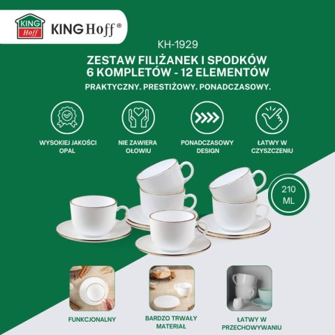 ZESTAW KAWOWY 6 FILIŻANEK ZE SPODECZKAMI KINGHOFF OPAL KH-1929 ZESTAW KAWOWY 6 FILIŻANEK ZE SPODECZKAMI KINGHOFF OPAL KH-1929