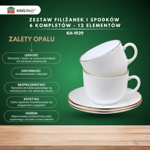 ZESTAW KAWOWY 6 FILIŻANEK ZE SPODECZKAMI KINGHOFF OPAL KH-1929 ZESTAW KAWOWY 6 FILIŻANEK ZE SPODECZKAMI KINGHOFF OPAL KH-1929