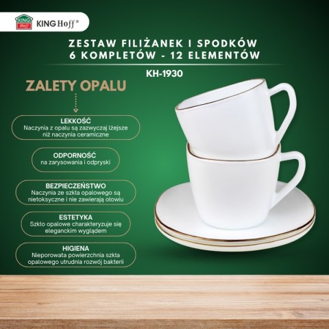 ZESTAW KAWOWY 6 FILIŻANEK ZE SPODECZKAMI KINGHOFF OPAL KH-1930 ZESTAW KAWOWY 6 FILIŻANEK ZE SPODECZKAMI KINGHOFF OPAL KH-1930