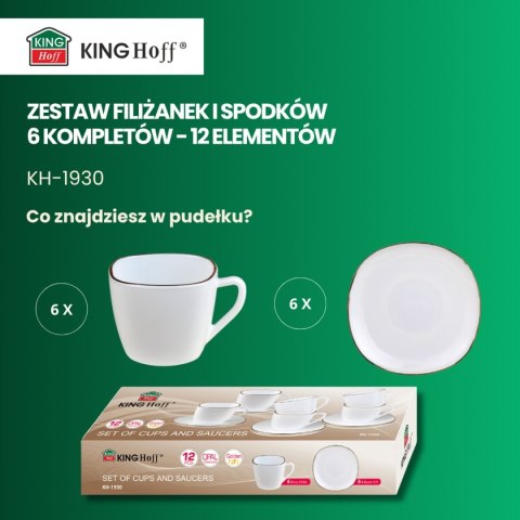 ZESTAW KAWOWY 6 FILIŻANEK ZE SPODECZKAMI KINGHOFF OPAL KH-1930 ZESTAW KAWOWY 6 FILIŻANEK ZE SPODECZKAMI KINGHOFF OPAL KH-1930