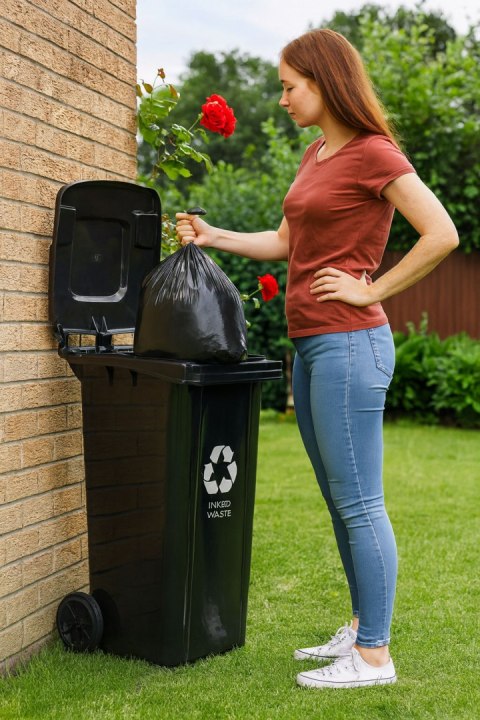 Kosz na śmieci pojemnik 120L kubeł śmietnik czarny odpady zmieszane gumowe koła Kosz na śmieci pojemnik 120L kubeł śmietnik czarny odpady zmieszane gumowe koła