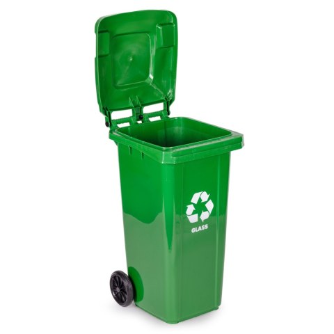 Kosz na smieci pojemnik 120L kubeł śmietnik zielony szkło gumowe koła Kosz na smieci pojemnik 120L kubeł śmietnik zielony szkło gumowe koła