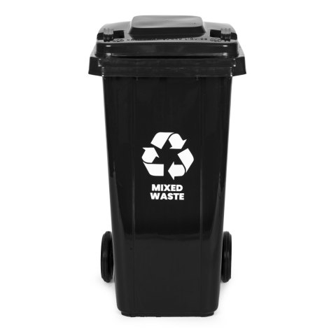 Zestaw 4 koszy na śmieci pojemniki 4x120L niebieski zielony żółty czarny makulatura szkło plastik odpady zmieszane gumowe koła Zestaw 4 koszy na śmieci pojemniki 4x120L niebieski zielony żółty czarny makulatura szkło plastik odpady zmieszane gumowe koła