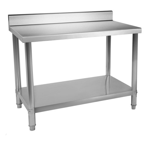 STÓŁ DO KUCHNI BLAT ROBOCZY ZE STALI NIERDZEWNEJ Z RANTEM I DOLNĄ PÓŁKĄ 100X60CM STÓŁ DO KUCHNI BLAT ROBOCZY ZE STALI NIERDZEWNEJ Z RANTEM I DOLNĄ PÓŁKĄ 100X60CM