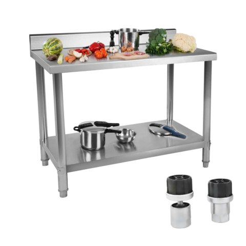 STÓŁ DO KUCHNI BLAT ROBOCZY ZE STALI NIERDZEWNEJ Z RANTEM I DOLNĄ PÓŁKĄ 100X70CM STÓŁ DO KUCHNI BLAT ROBOCZY ZE STALI NIERDZEWNEJ Z RANTEM I DOLNĄ PÓŁKĄ 100X70CM