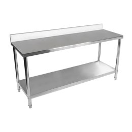 STÓŁ DO KUCHNI BLAT ROBOCZY ZE STALI NIERDZEWNEJ Z RANTEM I DOLNĄ PÓŁKĄ 200X60CM