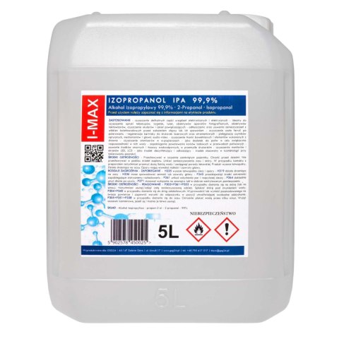 ALKOHOL IZOPROPYLOWY IZOPROPANOL IPA I-MAX 99,9% 5L ALKOHOL IZOPROPYLOWY IZOPROPANOL IPA I-MAX 99,9% 5L