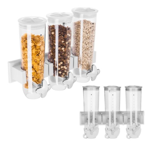 DOZOWNIK DYSPENSER DO PRODUKTÓW SYPKICH PŁATKÓW MUESLI BAKALII ZAWIESZANY NA ŚCIANĘ 3 X 1.5L DOZOWNIK DYSPENSER DO PRODUKTÓW SYPKICH PŁATKÓW MUESLI BAKALII ZAWIESZANY NA ŚCIANĘ 3 X 1.5L