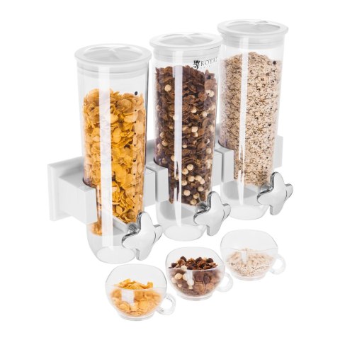 DOZOWNIK DYSPENSER DO PRODUKTÓW SYPKICH PŁATKÓW MUESLI BAKALII ZAWIESZANY NA ŚCIANĘ 3 X 1.5L DOZOWNIK DYSPENSER DO PRODUKTÓW SYPKICH PŁATKÓW MUESLI BAKALII ZAWIESZANY NA ŚCIANĘ 3 X 1.5L