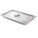 POKRYWKA DO POJEMNIKA GN PROFI LINE Z USZCZELKĄ SILIKONOWĄ I WYCIĘCIEM NA UCHWYTY GN2/3 354X325MM STAL - HENDI 804315