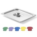POKRYWKA DO POJEMNIKA GN Z KOLOROWYMI KLIPSAMI HACCP GN2/3 354X325MM STAL NIERDZEWNA - HENDI 805213