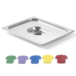 POKRYWKA DO POJEMNIKA GN Z KOLOROWYMI KLIPSAMI HACCP GN2/3 354X325MM STAL NIERDZEWNA - HENDI 805213