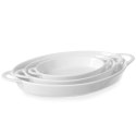 PÓŁMISEK DO ZAPIEKANIA OWALNY Z UCHWYTAMI 270X180X40MM BIAŁA PORCELANA - HENDI 784020