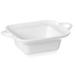 PÓŁMISEK DO ZAPIEKANIA PROSTOKĄTNY Z USZAMI 100X140X45MM BIAŁA PORCELANA - HENDI 784105