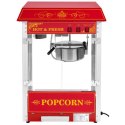 PROFESJONALNA WYDAJNA MASZYNA DO POPCORNU MOBILNA NA WÓZKU 230V 1.6KW CZERWONA
