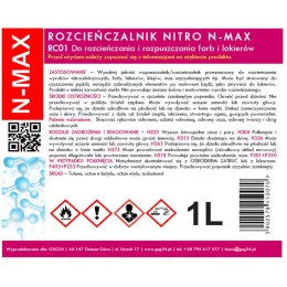 ROZCIEŃCZALNIK ROZPUSZCZALNIK NITRO RC-01 N-MAX 1L