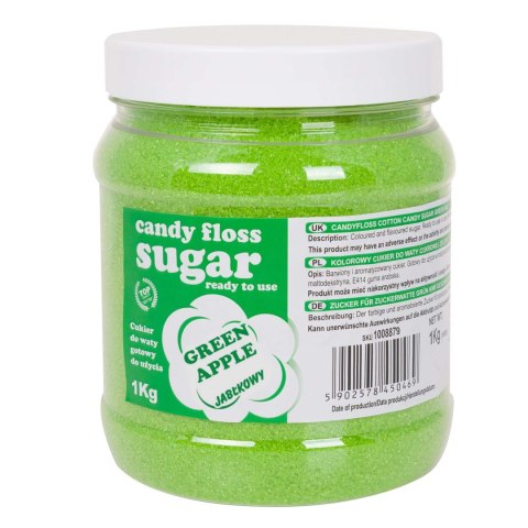 KOLOROWY CUKIER DO WATY CUKROWEJ ZIELONY O SMAKU JABŁKOWYM 1KG
