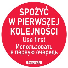 NAKLEJKI FOOD SAFETY SPOŻYĆ W PIERWSZEJ KOLEJNOŚCI PL RU EN 500 SZT. HENDI 850152