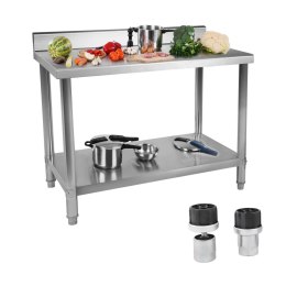 STÓŁ BLAT KUCHENNY ROBOCZY Z RANTEM I PÓŁKĄ STAL NIERDZEWNA 120X70CM