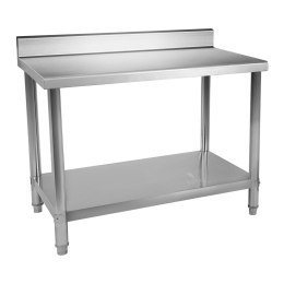 STÓŁ BLAT KUCHENNY ROBOCZY Z RANTEM I PÓŁKĄ STAL NIERDZEWNA 120X70CM