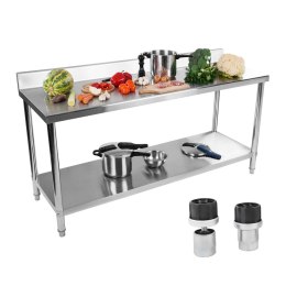 STÓŁ BLAT ROBOCZY GASTRONOMICZNY PRZYŚCIENNY Z RANTEM I PÓŁKĄ 180X60CM