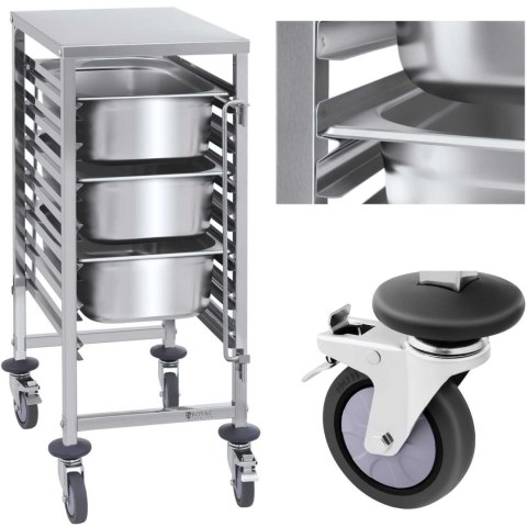 WÓZEK GASTRONOMICZNY TRANSPORTOWY DO POJEMNIKÓW 7X GN1/1 NOŚNOŚĆ DO 50KG WÓZEK GASTRONOMICZNY TRANSPORTOWY DO POJEMNIKÓW 7X GN1/1 NOŚNOŚĆ DO 50KG