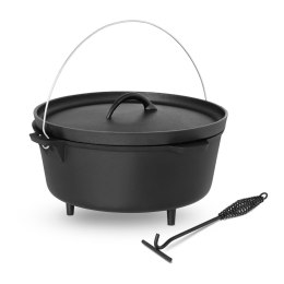 KOCIOŁEK GARNEK ŻELIWNY MYŚLIWSKI NA OGNISKO GRILL ŚR. 37CM 10.75L + NÓŻKI