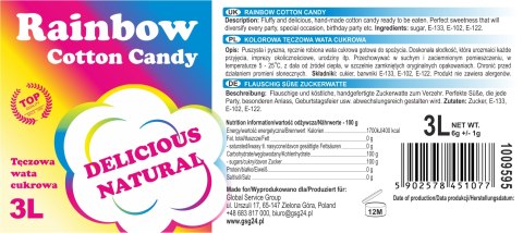KOLOROWA TĘCZOWA WATA CUKROWA RAINBOW COTTON CANDY 3L KOLOROWA TĘCZOWA WATA CUKROWA RAINBOW COTTON CANDY 3L