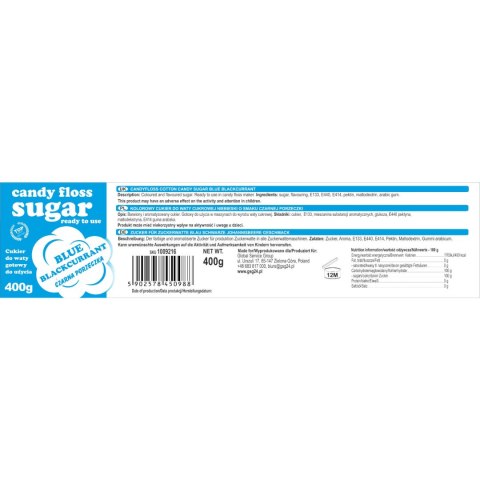 KOLOROWY CUKIER DO WATY CUKROWEJ NIEBIESKI O SMAKU CZARNEJ PORZECZKI 400G KOLOROWY CUKIER DO WATY CUKROWEJ NIEBIESKI O SMAKU CZARNEJ PORZECZKI 400G