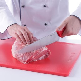 NÓŻ KUCHARSKI HACCP DO SUROWEGO MIĘSA 320MM - CZERWONY - HENDI 842621