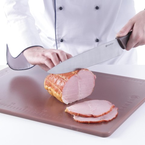 NÓŻ KUCHARSKI DO WĘDLIN I GOTOWANYCH MIĘS HACCP 385MM - BRĄZOWY - HENDI 842799 NÓŻ KUCHARSKI DO WĘDLIN I GOTOWANYCH MIĘS HACCP 385MM - BRĄZOWY - HENDI 842799