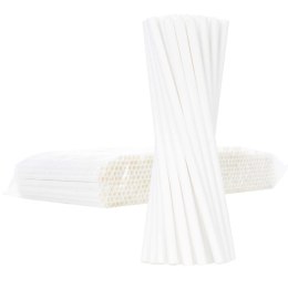 SŁOMKI PAPIEROWE BIO EKOLOGICZNE PAPER STRAWS GRUBE 8/205MM - BIAŁE 500SZT.