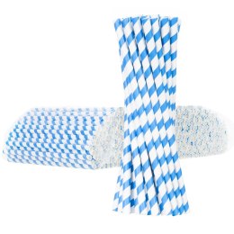 SŁOMKI PAPIEROWE BIO EKOLOGICZNE PAPER STRAWS GRUBE 8/205MM - BIAŁO-NIEBIESKIE 500SZT.