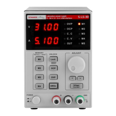 ZASILACZ LABORATORYJNY Z FUNKCJĄ PAMIĘCI 0-30VDC 0-5A S-LS-30 ZASILACZ LABORATORYJNY Z FUNKCJĄ PAMIĘCI 0-30VDC 0-5A S-LS-30