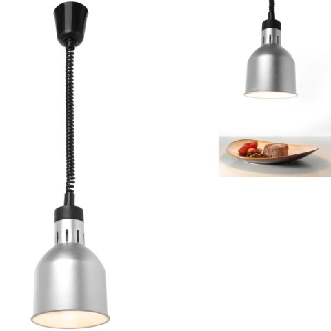 LAMPA DO PODGRZEWANIA POTRAW - WISZĄCA CYLINDRYCZNA STOŻKOWA SREBRNA 250W LAMPA DO PODGRZEWANIA POTRAW - WISZĄCA CYLINDRYCZNA STOŻKOWA SREBRNA 250W