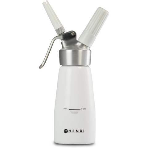 SYFON DO BITEJ ŚMIETANY N2O KITCHEN LINE ZESTAW + 3 KOŃCÓWKI 0.25L - BIAŁY - HENDI 588031 SYFON DO BITEJ ŚMIETANY N2O KITCHEN LINE ZESTAW + 3 KOŃCÓWKI 0.25L - BIAŁY - HENDI 588031