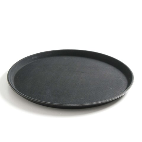 TACA KELNERSKA ANTYPOŚLIZGOWA ODPORNA OKRĄGŁA ŚR. 28CM - CZARNA TACA KELNERSKA ANTYPOŚLIZGOWA ODPORNA OKRĄGŁA ŚR. 28CM - CZARNA