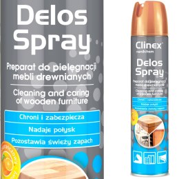 ŚRODEK DO MYCIA MEBLI USUWA BRUD KURZ ŚLADY DŁONI NABŁYSZCZA CLINEX DELOS SPRAY 300ML