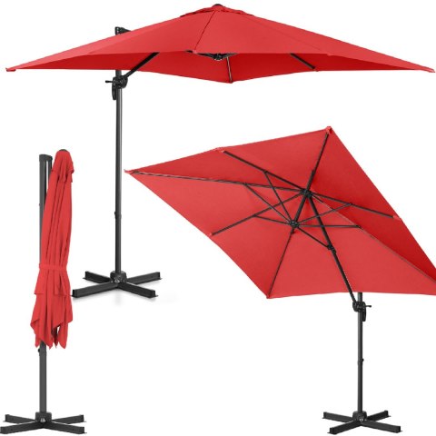 PARASOL OGRODOWY BOCZNY NA WYSIĘGNIKU KWADRATOWY 250 X 250 CM CZERWONY PARASOL OGRODOWY BOCZNY NA WYSIĘGNIKU KWADRATOWY 250 X 250 CM CZERWONY