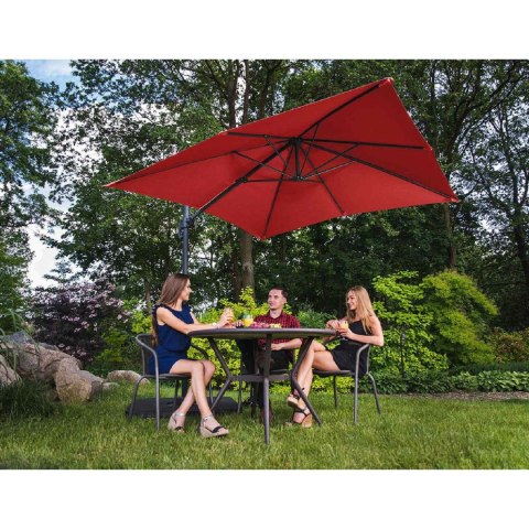 PARASOL OGRODOWY BOCZNY NA WYSIĘGNIKU KWADRATOWY 250 X 250 CM CZERWONY PARASOL OGRODOWY BOCZNY NA WYSIĘGNIKU KWADRATOWY 250 X 250 CM CZERWONY